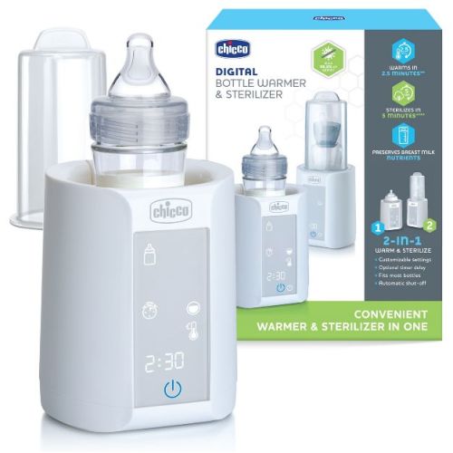 Chicco Digital Bottle Warmer and Sterilizer: Alarm Sound, Digital Display, Automatic Shut-Off, BPA-Free