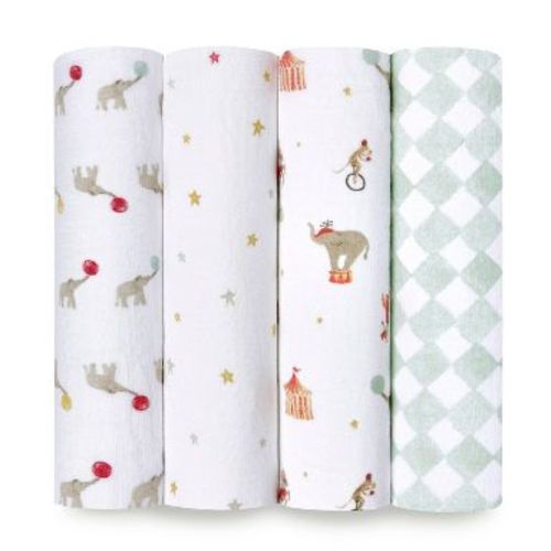 aden + anais essentials 4pk Cotton Muslin Swaddle Blankets - Elephant Circus