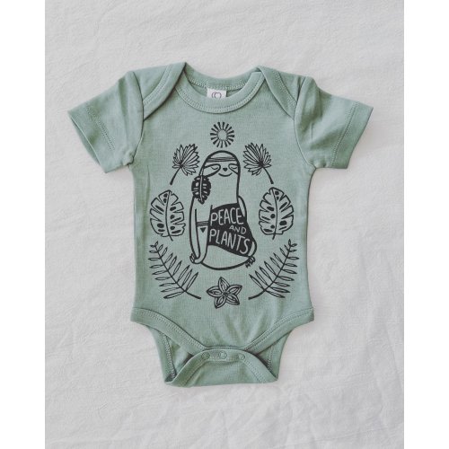 Free Spirit Sloth Organic Baby Bodysuit, Hippie Baby Clothing — Hippie Baby Co