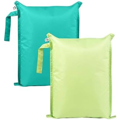 Tiny Twinkle Wet Dry Bag – 2 Pack Reusable Waterproof & Mess Proof Wet Bags for Swimsuits & Travel, Baby Towels & Beach Essentials,a Diaper Bag Must-Have(Rainforest)
