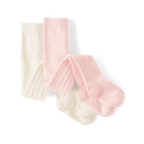 Toddler Girls Cable Knit Tights 2-Pack - Multi
