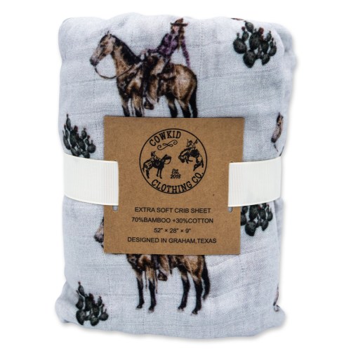 Cowgirls & Cactus Bamboo Muslin Crib Sheet – Cowkid Clothing Company