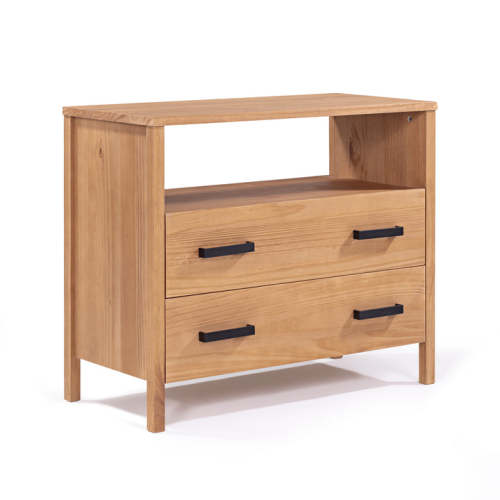Cali Two-Drawer Wide Nightstand in Hazelnut | Simply Nursery