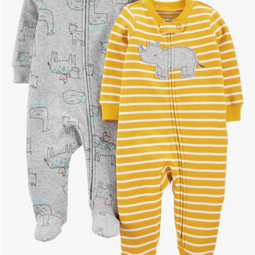 Simple Joys by Carter's baby-boys 2-way Zip Thermal Footed Sleep and Play, Pack of 2