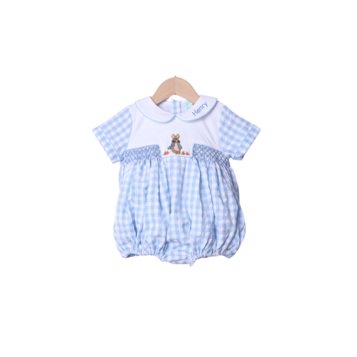 Smocked/French Knot Peter Rabbit Classic Seersucker Bubble