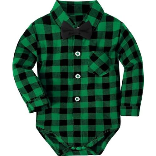 A&J DESIGN Infant Baby Boys Dress Shirt Bodysuit Gentleman Formal Wedding Long Sleeve Rompers