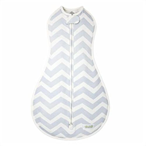Woombie Original Baby Swaddling Blanket - Soothing, Cotton Baby Swaddle with Zipper - Wearable Newborn Blanket, Dreamy Blue Chevron, 14-19 lbs