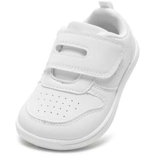 Toddler Wide Toe Box Barefoot Shoes Boys Girls Sneakers Zero Drop Kid Tennis Running Shoes Lightweight Non-Slip Comfortable Leather First Walking Shoe Outdoor Activities School