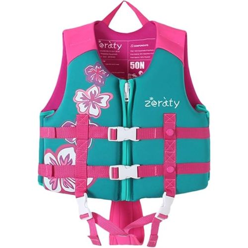Zeraty Toddler Swim Vest Neoprene Kids Float Jacket Swimming Aid for Children Girls and Boys 20-30-40-50-60-70-80Lbs with Dual Adjustable Safety Straps