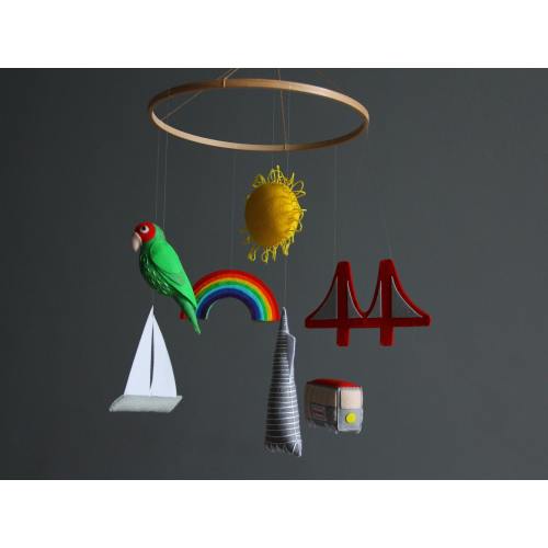 Travel nursery mobile baby San Francisco nursery Baby crib mobile Baby mobile boy Baby mobile girl Golden Gate Bridge Cityscape nursery