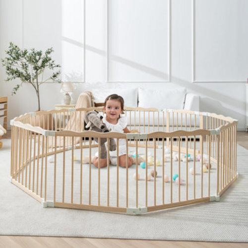 GGF BABY Foldable Solid Wood Baby Playpen With Wave-Shaped Top | Wayfair