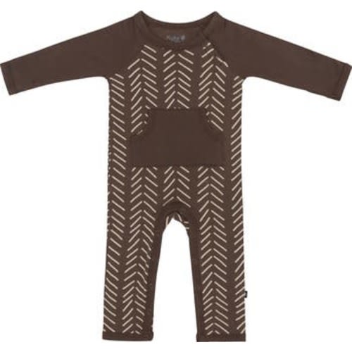 Espresso Herringbone Print Longall Romper