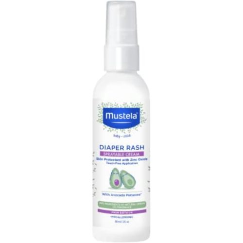 Mustela Baby Diaper Rash Cream Spray – Touch-Free protectant with Zinc Oxide & Natural Avocado - Treats, Soothes and Prevents Diaper Rash- Fragrance-Free - 3 fl. oz