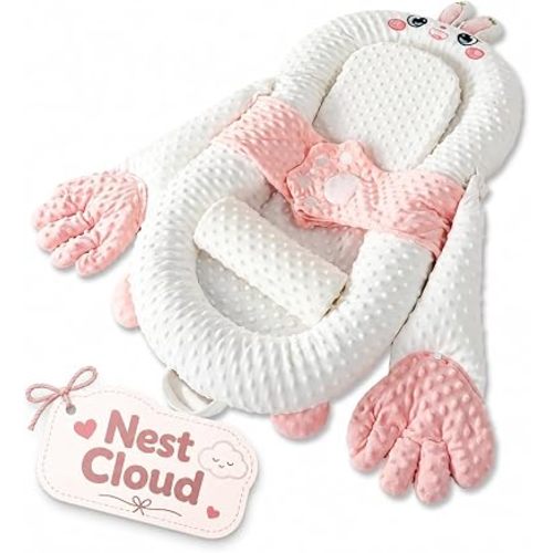 Nest Cloud Baby Patting Next Pillow, Automatic Patting Soothing Pillow with 3-Speed Adjustable Hand, 15° Inclined Cushion, Wing-Like Comfort Pads, Cloud-Soft Plush Design，Pink B (Pink B,Standard)