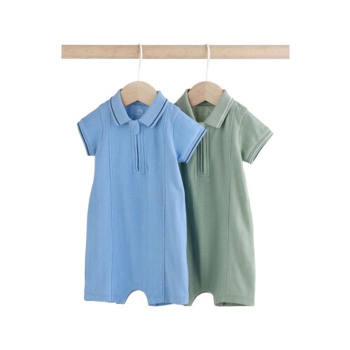 Set of 2 Assorted Zip Polo Rompers
