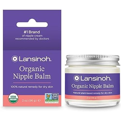 Lansinoh Organic Nipple Butter, Nipple Cream Safe for Breastfeeding Baby, Postpartum Essentials for Mom, 2 Ounces