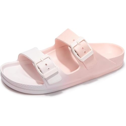 FUNKYMONKEY Women's Comfort Slides Non-Slip Lightweight Flat Beach Sandals