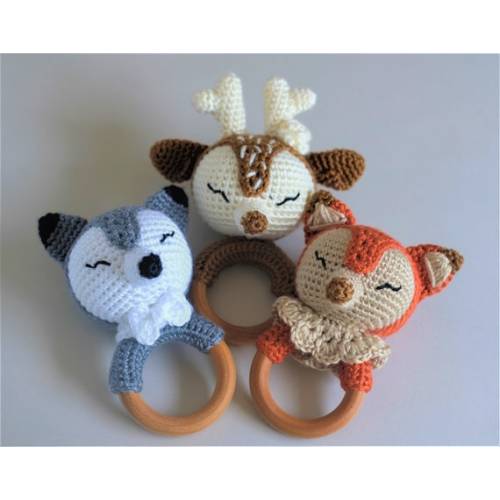 Woodland Animal Rattle Fox Rattle Deer Rattle Wolf Rattle - Etsy