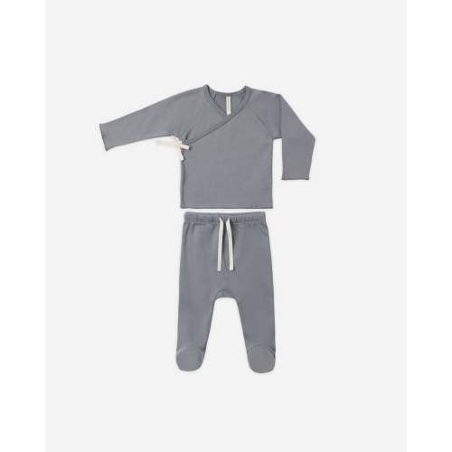 Wrap Top + Footed Pant Set Slate – Quincy Mae
