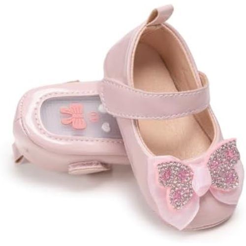 KIDSUN Infant Baby Girls Mary Jane Shoes Non-Slip Rubber Sole Ballet Slippers Princess Dress Wedding Shoes Newborn Crib Shoes First Walkers Shoes