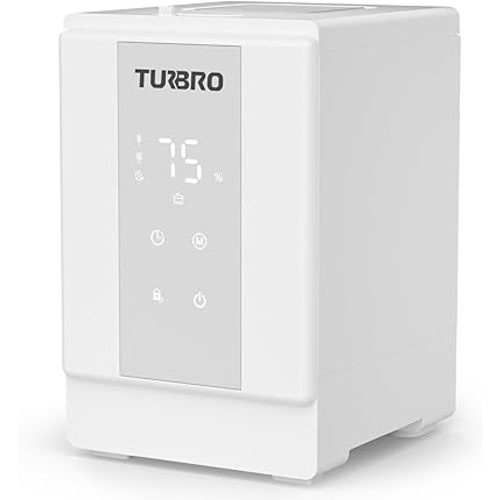 TURBRO 4L/1Gal 304 Stainless Steel Steam Humidifier, Warm Mist Humidifier for Bedroom Baby Nursery, 500 mL/h Output, Dishwasher Safe, Easy to Clean, 2 Misting Levels with Sleep Mode 1-12h Timer, GLS04