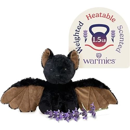 warmies Microwavable & Weighted Stuffed Animals, Bat - Heated Stuffed Animal Plushie for Warmth & Comfort - Cute Soft Plush Toys for Adults & Children (Boys, Girls, Babies & Toddlers)