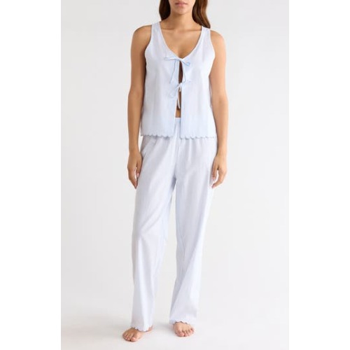 Stripe Scallop Edge Cotton Pajamas
