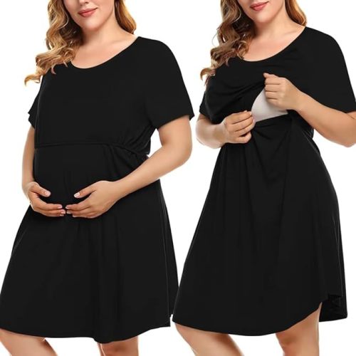 MONNURO Women's Plus Size Labor and Delivery Gown Nursing Nightgown Maternity Sleepwear Dress for Breastfeeding