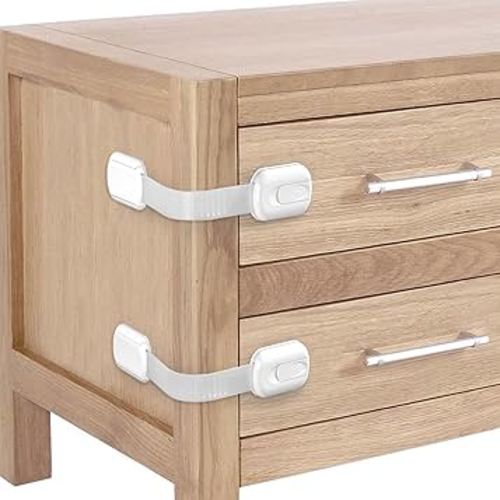 Child Safety Cabinet Locks - (6 Pack) Baby Proofing Latches, Cabinet Drawer Baby Safety Locks, Multifunction, Strong Adhesive Tapes Included, Easy to Use, No Tools Needed.