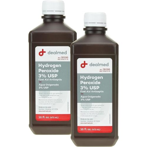 Dealmed Hydrogen Peroxide 3% USP | Made in USA | First Aid Antiseptic | 16 fl. oz. (2 Count)