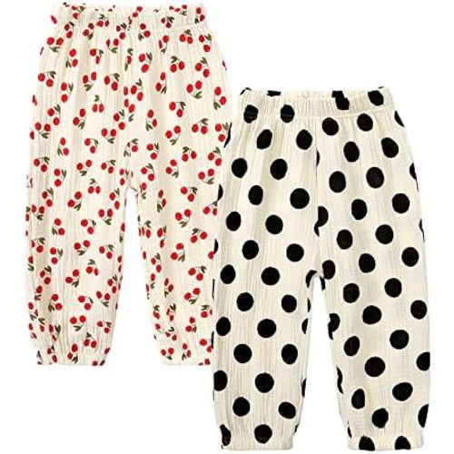 MYGBCPJS Baby Boys Girls Cotton Linen Trousers Kids Casual Ankle Pants Loose Long Bloomers