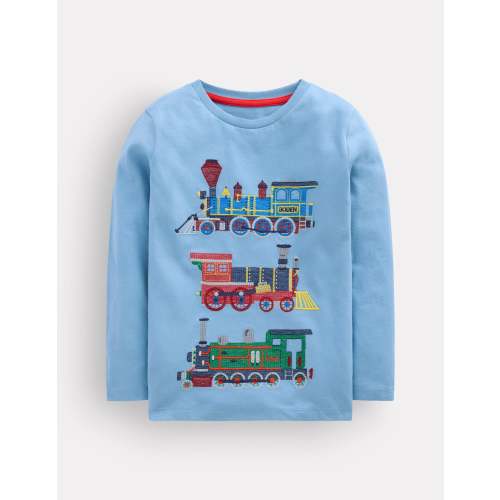 Longsleeve Superstitch T-shirt-Glacier Blue Trains