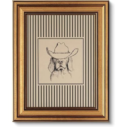 LECYHCYHLE Cowboy Dog Framed Wall Art Western Dog Wall Decor 9×11 In