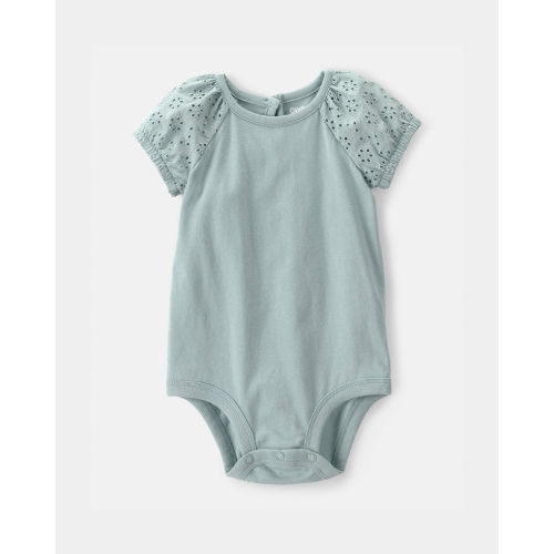 Baby Girl Eyelet-Sleeve Bodysuit - Green - OshKosh B'gosh | Carter's