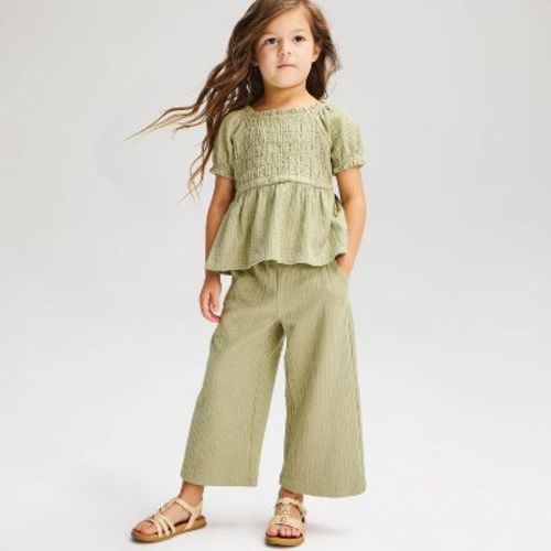 Baby Girls' Solid Knit Top & Pants Set 2pc - Cat & Jack™ Olive 12M