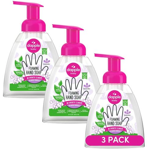 Dapple Foaming Hand Soap, Gentle Hand Wash Baby Soap, Hypoallergenic for Sensitive Skin, Powered by Plants, Lavender, 13 Fl Oz (Pack of 3)