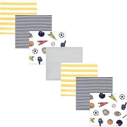 Hudson Baby Unisex Baby Cotton Flannel Receiving Blankets Bundle, Sports Fan, One Size