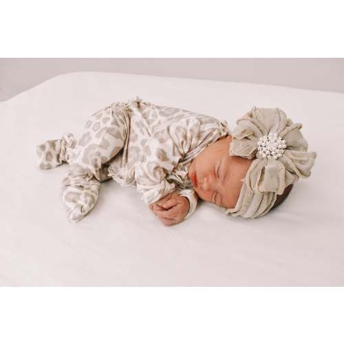 Natural Leopard Convertible Bamboo Footie