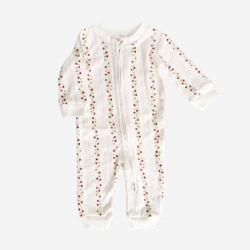 PREORDER Long Sleeve Zipper Romper - Strawberry