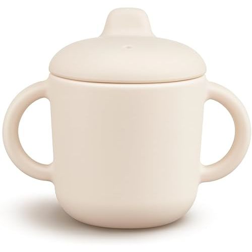 6 Months+ Sippy Cups with Handles,Small Silicone Sippy Cups Leak Proof 5oz,No Spill Sippy cups for Toddlers (Milk)