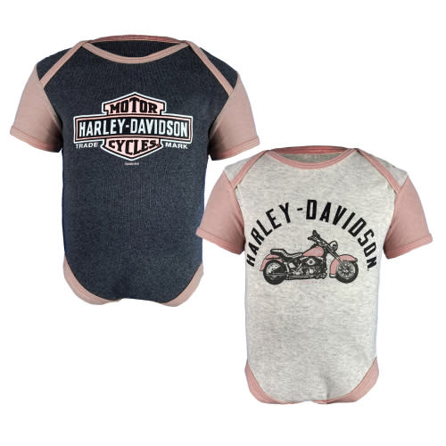 Infant Girls Ribbed 2 Pack Bodysuits - Grey/ Dusty Pink