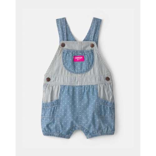 Baby Hickory Stripe & Dots Shortall - Light Wash - OshKosh B'gosh | Carter's