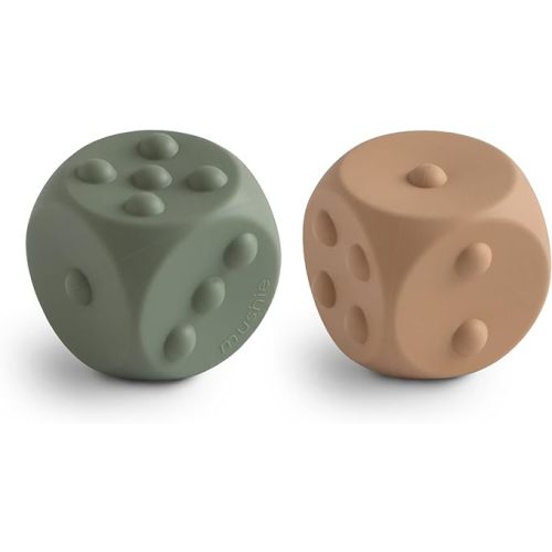 mushie Silicone Dice Press Toy | Baby Sensory Play for 10+ Months (Dried Thyme/Natural)