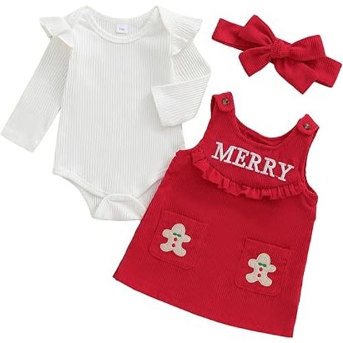 MoZiKQin Baby Girl Halloween Outfit Long Sleeve Ruffle Romper Ghost Embroidery Overall Dress Headband Cute Fall Clothes