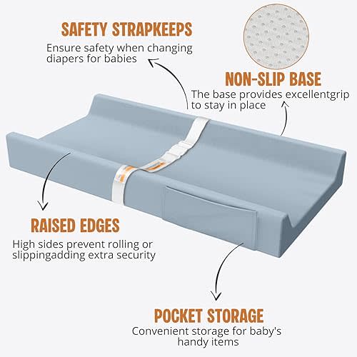 Vegan Leather Baby Changing Pad, Waterproof & Wipeable Soft Diaper Changing Mat 32“ x 16.6" Comfortable Infant Changing Station for Dresser & Table