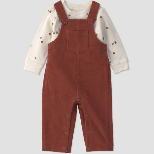 Carter's Just One You® Baby Boys' 2pc Long Sleeve Bodysuit and Cord Overalls Set - Brown 12M