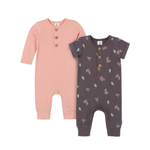 Gerber Baby Neutral Rompers, 2-Pack, Sizes Newborn - 24 Months