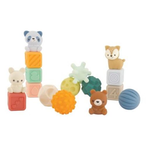 Infantino Balls Blocks & Buddies - Woodland: Sensory Development, Baby and Toddler Learning Toys, 16 Pieces