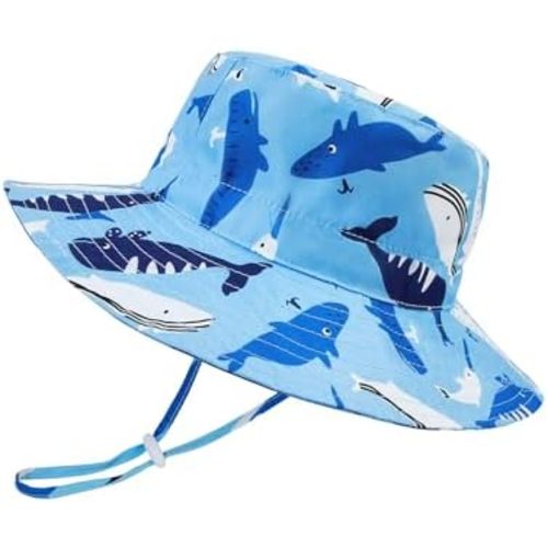 Baby Sun Hat UPF 50+ Wide Brim-Adjustable Baby Boy Bucket Hats Cute Toddler Beach Hats Summer Outdoor Play for Boys Girls