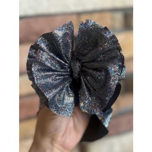 Black holographic shredded Headwrap